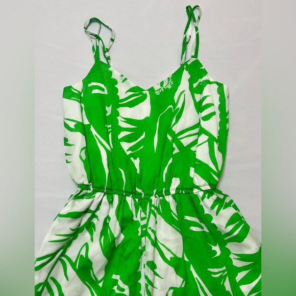 Lilly Pulitzer Size XS Palm Print Back Zip Silk Slip Maxi Jumpsuit Romper - Picture 2 of 7